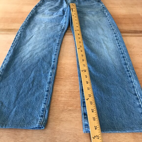 Uniqlo JW Anderson Wide Leg Jeans Women 23 Blue Mid Rise Medium Wash Stretch - Picture 7 of 11